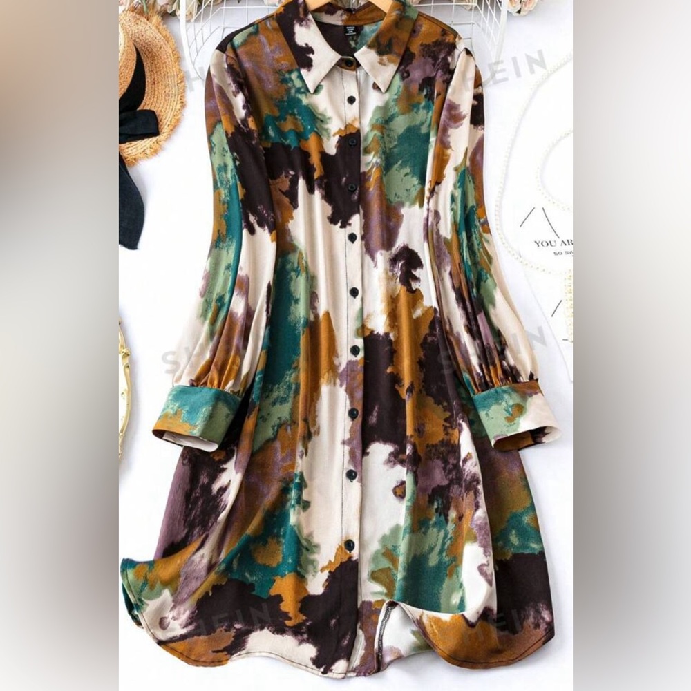 Tie Dye Button shirt dress